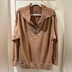 Aerie Half-Zip Tan Sweater